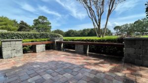 Paver patio with seating area